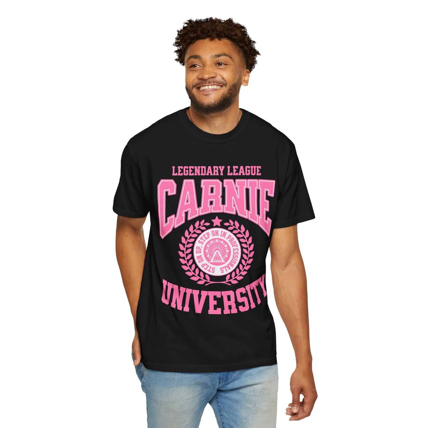 Carnie University T-Shirt — Legendary League Pink Collegiate Tee